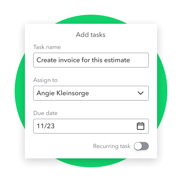 A graphic for adding tasks in QuickBooks.